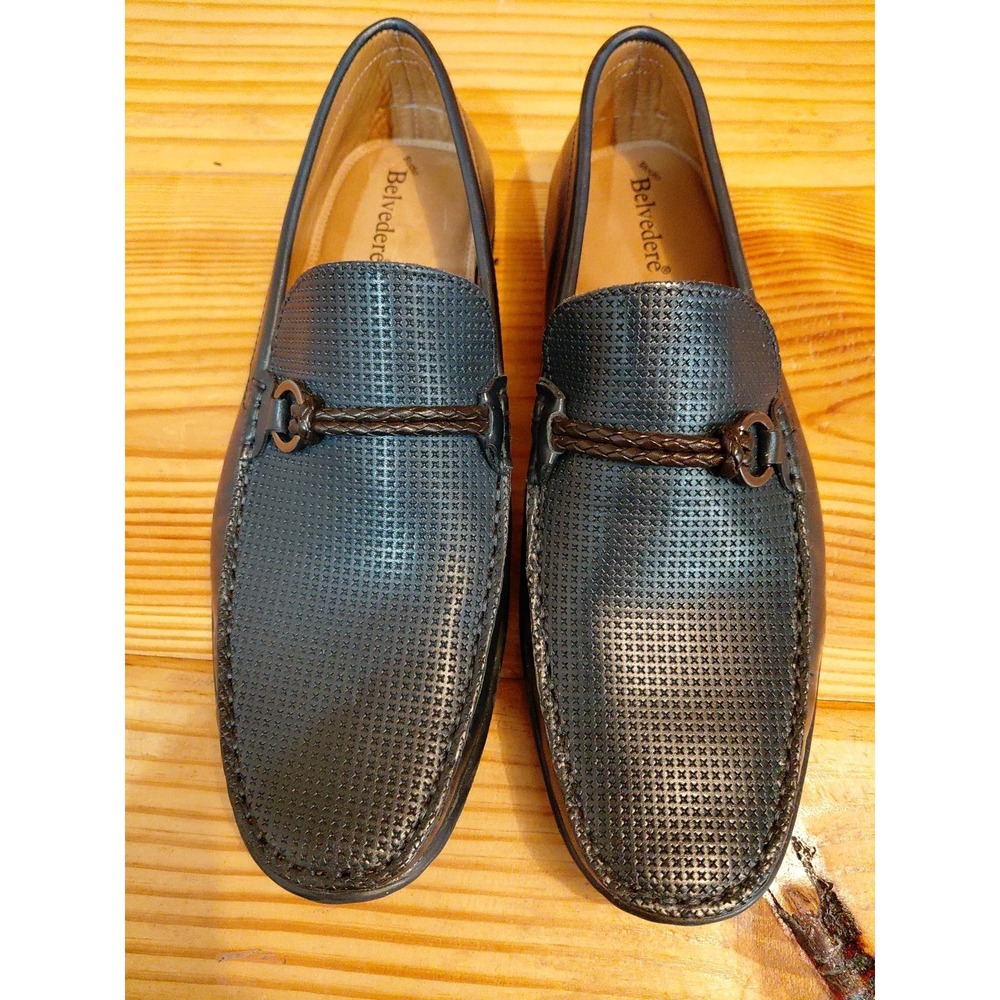 Mens New Italian Belvedere Diego 9D‎ Blue Leather Loafers